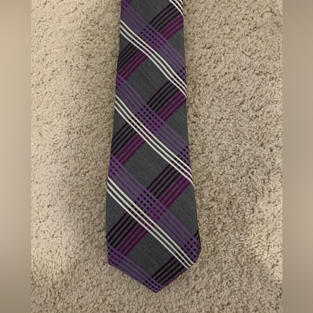 Express Men's Purple Tartan Silk Tie Scottish Plaid Necktie Business